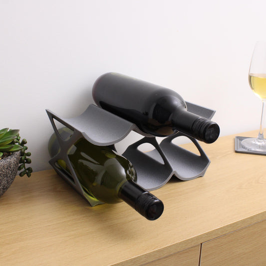 Modern Countertop Wine Rack, Edgy Large Modern Counter 6 Bottle Wine Stand, Vertical Display Wine Storage for Wine Lovers.