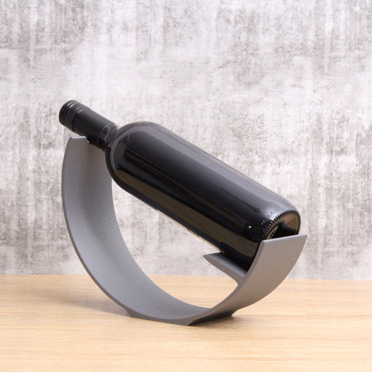 Crescent Wine Stand, Single Bottle Holder in Grey