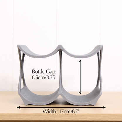 4-Bottle Grey Edgy Countertop Wine Rack, Unique Free Standing Wine Holder