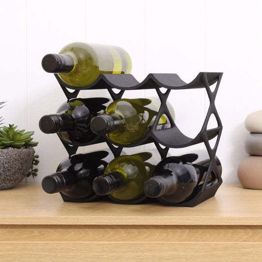 Modern Countertop Wine Rack, Edgy Large Modern Counter 9 Bottle Wine Stand, Vertical Display Wine Storage for Wine Lovers.