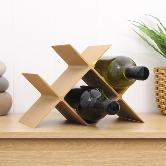 Countertop Wine Rack, Cross Large Modern Counter 4 Bottle Wine Stand, Modern Vertical Display Wine Storage for Wine Lovers.