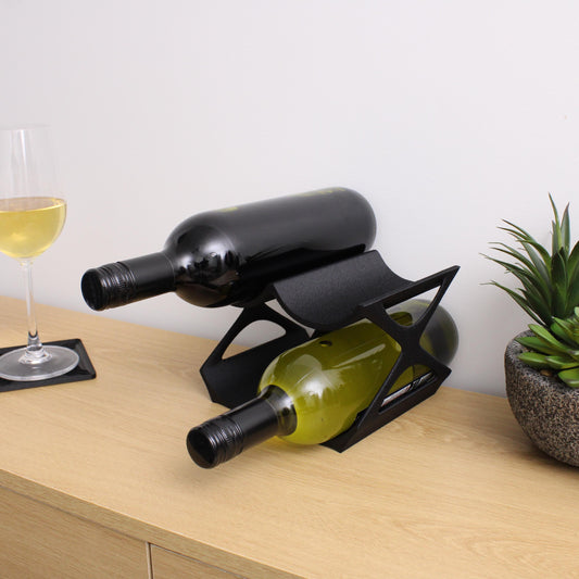 Modern Countertop Wine Rack, Edgy Small Modern Counter 4 Bottle Wine Stand, Vertical Display Wine Storage for Wine Lovers.