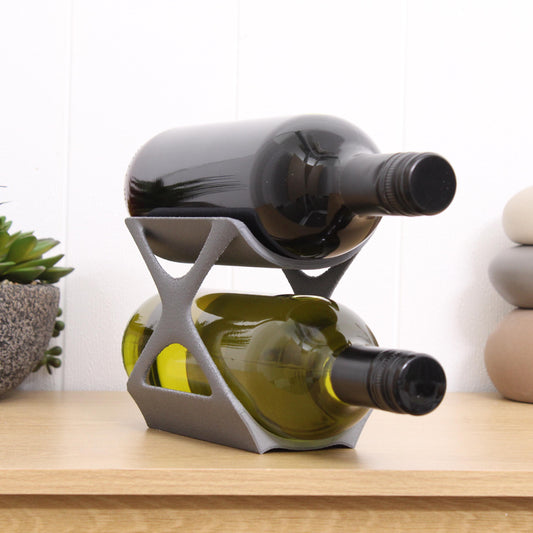 Edgy Wine Rack Countertop, Freestanding Unique 2 Bottle Wine Holder, Vertical Wine Rack, Gift for Wine Lovers