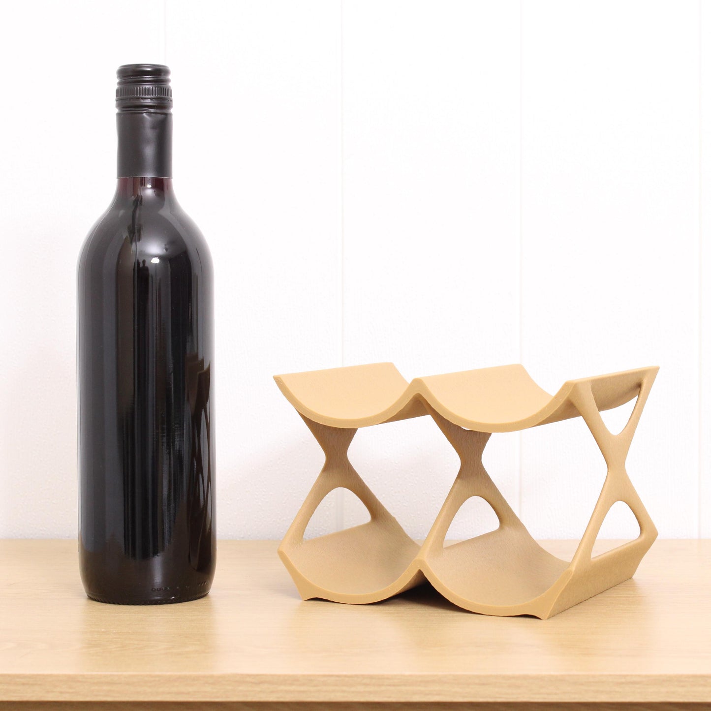 Modern Countertop Wine Rack, Edgy Small Modern Counter 4 Bottle Wine Stand, Vertical Display Wine Storage for Wine Lovers.