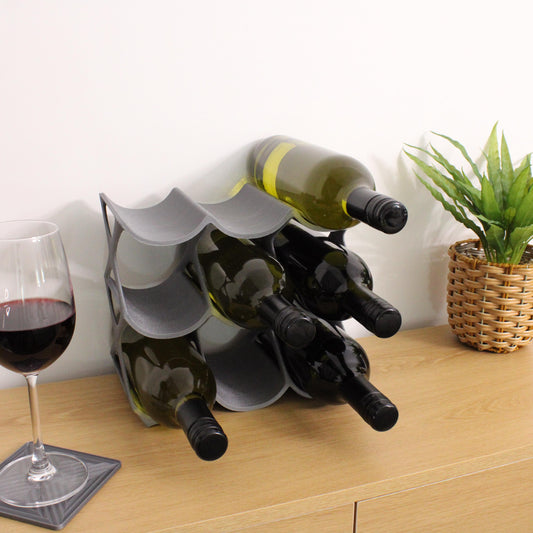 Modern Countertop Wine Rack, Edgy Large Modern Counter 9 Bottle Wine Stand, Vertical Display Wine Storage for Wine Lovers.
