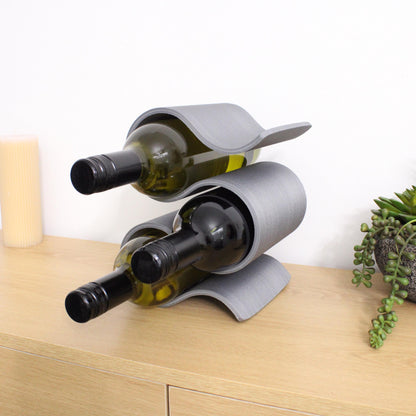 Countertop Wine Rack, Vertical Wavy 3 Bottle Wine Storage,  Curvy Display Stand