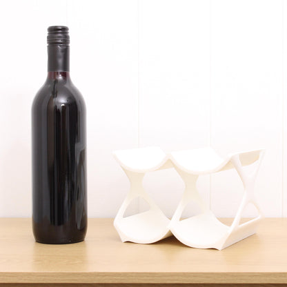 4-Bottle Wine Rack Countertop white, Unique Free Standing Tabletop Wine Holder
