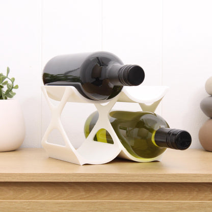 4-Bottle Wine Rack Countertop white, Unique Free Standing Tabletop Wine Holder
