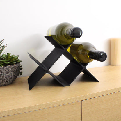 Countertop Wine Rack, Cross Large Modern Counter 4 Bottle Wine Stand, Modern Vertical Display Wine Storage for Wine Lovers.