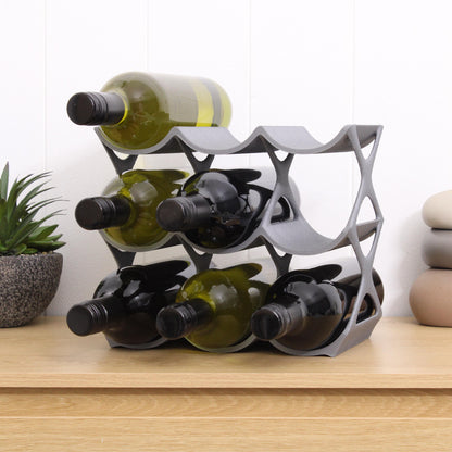 Modern Countertop Wine Rack, Edgy Large Modern Counter 9 Bottle Wine Stand, Vertical Display Wine Storage for Wine Lovers.