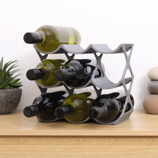 Modern Countertop Wine Rack, Edgy Large Modern Counter 9 Bottle Wine Stand, Vertical Display Wine Storage for Wine Lovers.