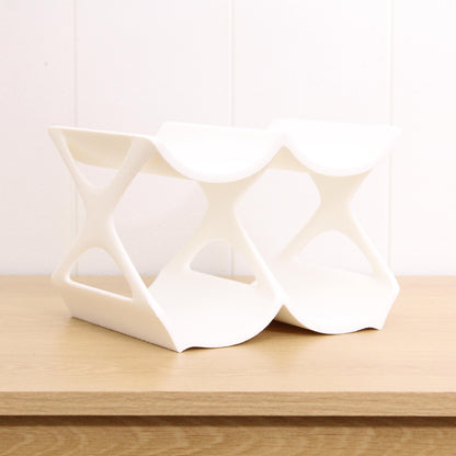 4-Bottle Wine Rack Countertop white, Unique Free Standing Tabletop Wine Holder