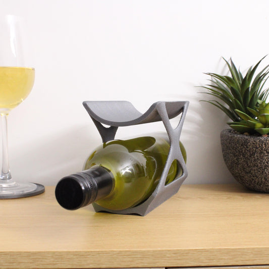 Edgy Wine Rack Countertop, Freestanding Unique 2 Bottle Wine Holder, Vertical Wine Rack, Gift for Wine Lovers
