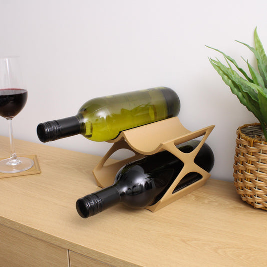 Modern Countertop Wine Rack, Edgy Small Modern Counter 4 Bottle Wine Stand, Vertical Display Wine Storage for Wine Lovers.