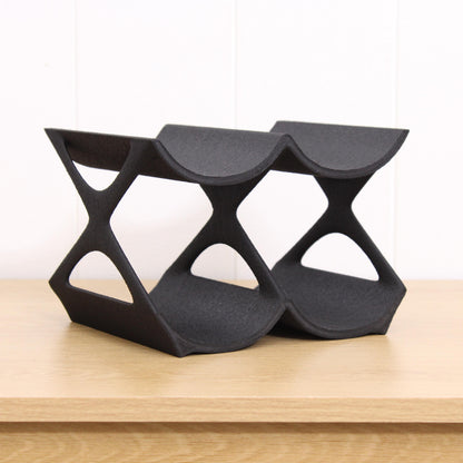 Modern Countertop Wine Rack, Edgy Small Modern Counter 4 Bottle Wine Stand, Vertical Display Wine Storage for Wine Lovers.