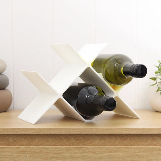 Countertop Wine Rack, Cross Large Modern Counter 4 Bottle Wine Stand, Modern Vertical Display Wine Storage for Wine Lovers.