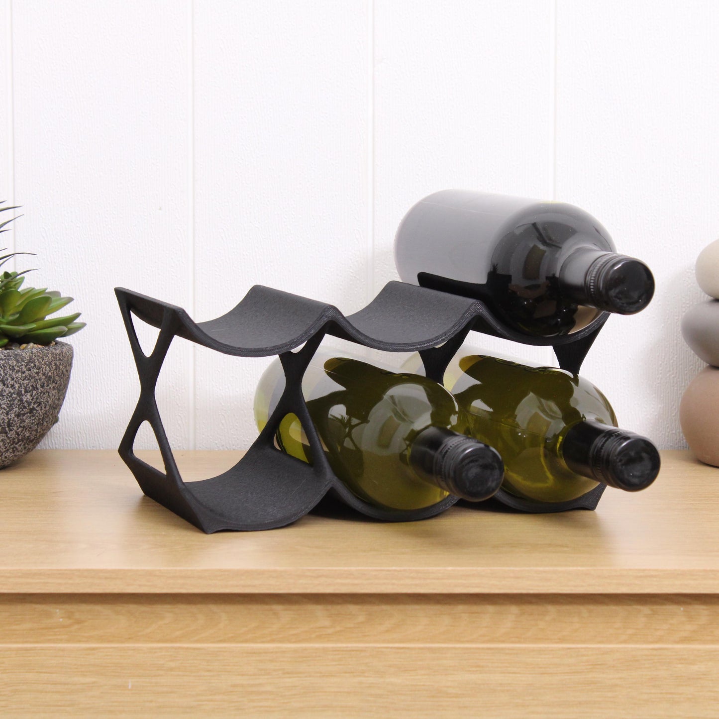 Modern Countertop Wine Rack, Edgy Large Modern Counter 6 Bottle Wine Stand, Vertical Display Wine Storage for Wine Lovers.