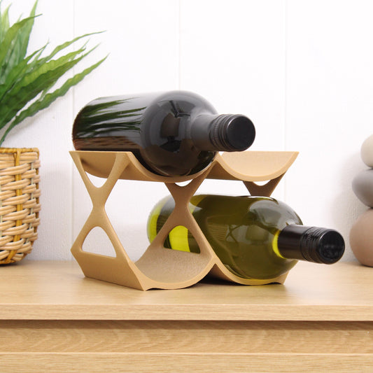 Modern Countertop Wine Rack, Edgy Small Modern Counter 4 Bottle Wine Stand, Vertical Display Wine Storage for Wine Lovers.