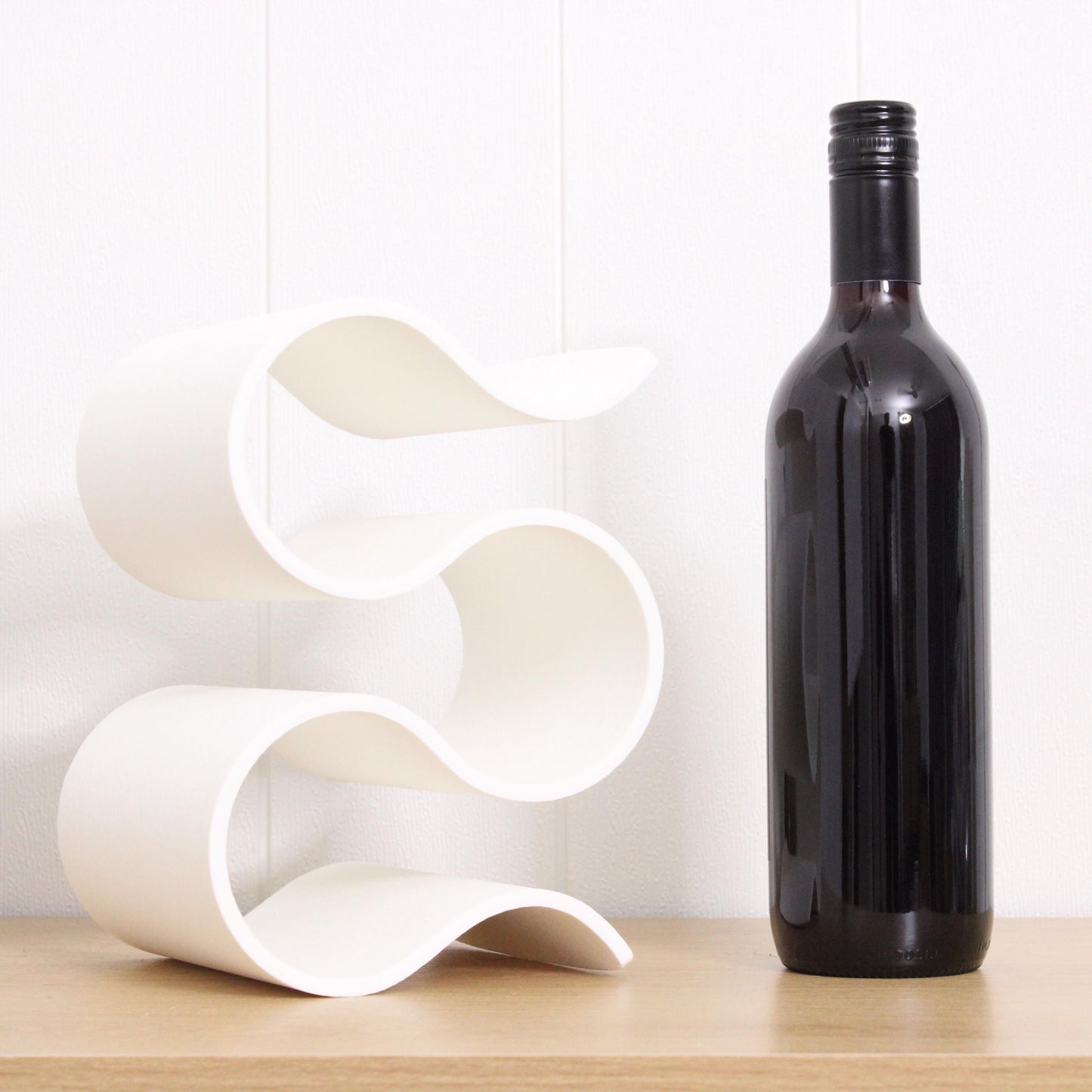 Wavy Wine Rack, Reversable Countertop Small 3 bottle Wine holder Stand, great freestanding wine lovers gift
